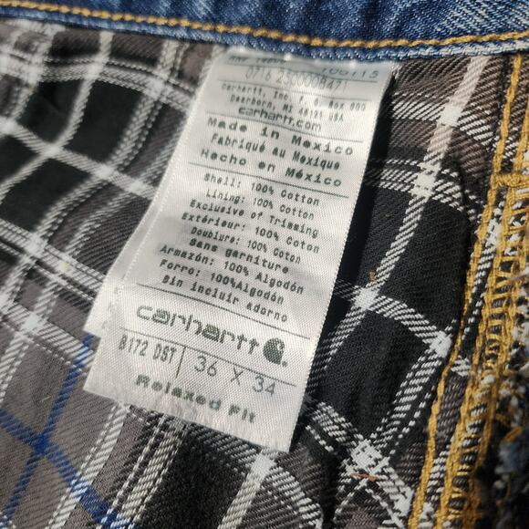 Carhartt B172 Relaxed Fit Flannel Lined Straight Leg Work Jeans Blue 36x34 NWT - Picture 6 of 12